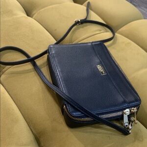 Henri Bendel Black convertible Crossbody iPad Mini Bag with Gold Details